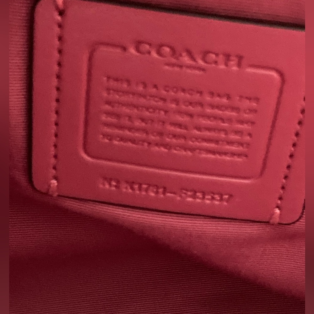 Coach Red Leather Shoulder/Crossbody Bag with Gold Accents magnetic snap closure - Picture 9 of 12